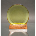 Citrus Yellow Circle of Excellence Award Plate w/Wood Base - Recycled Glass